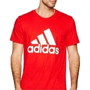 ADIDAS BADGE OF SPORT RED TEES SIZE LARGE
